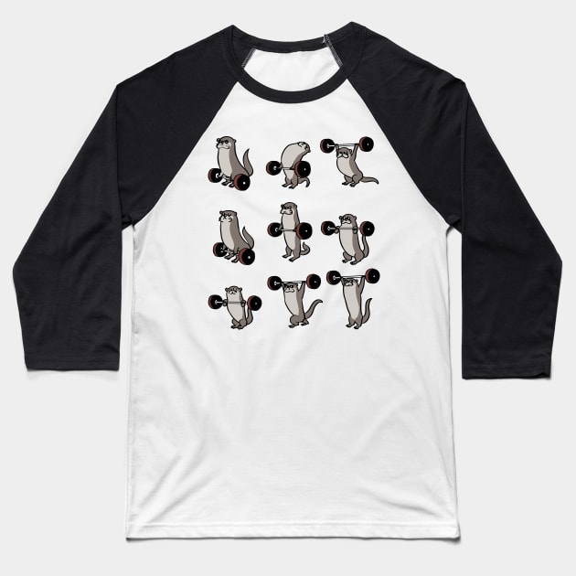 Olympic Lifting Otter Baseball T-Shirt by huebucket